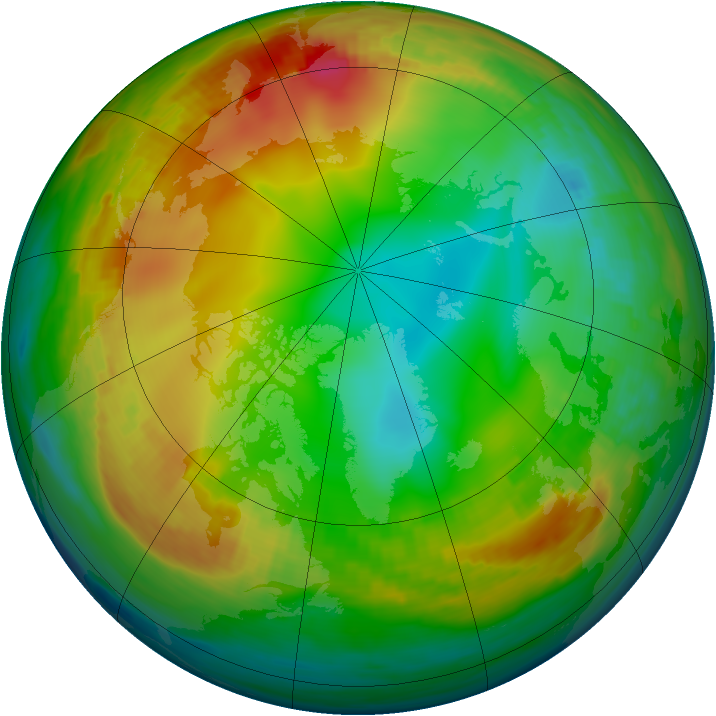 Arctic ozone map for 29 December 1981